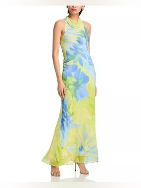 AQUA
Printed Chiffon Maxi Dress